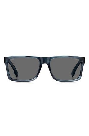 BOSS 59mm Polarized Rectangular Sunglasses in Blue Horn at Nordstrom Rack