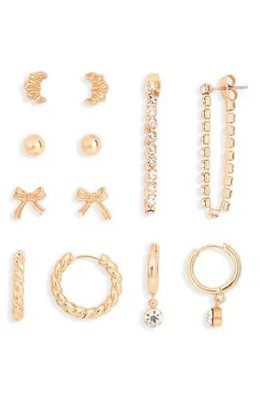BP. Set of 6 Assorted Earrings & Ceramic Tray in Gold- Ivory at Nordstrom Rack