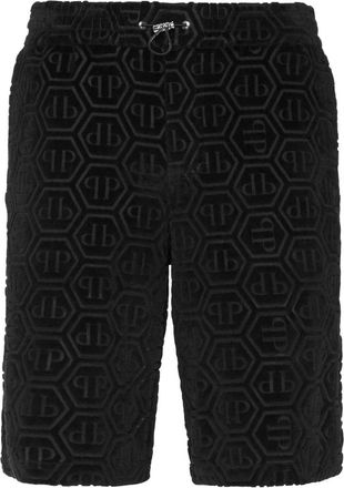 Philipp Plein Short Broeken Cool Kid Fit Jacquard - Heren - Korte Broeken - Zwart - 3XL - Katoen - Korte Broeken