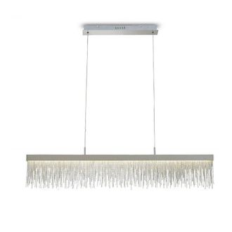 Netlighting Fusion Linear Pendant 33W LED 3000K 3300lm Chrome Crystal Chain in Grey