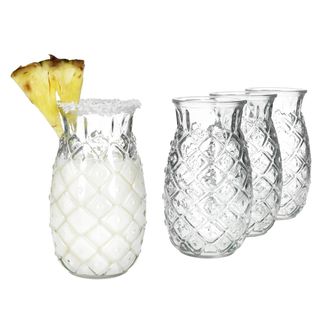 OEM Vaso Anan&aacute;s - 400 Ml - Dise&ntilde;o Transparente - Para C&oacute;cteles Y Fiestas - Set De 4