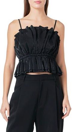 endless rose Sheen RuffledCrop Camisole in Black at Nordstrom Rack, Size X-Small