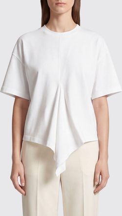 R&oacute;he Relaxed-Fit Cotton and Silk Blend T-shirt with Asymmetrical Hem