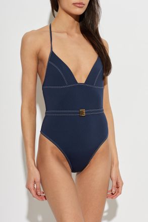 Balmain One-piece Swimsuit, Womens, Navy Blue