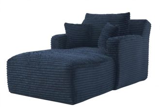 Urban Meuble Tumbona/cama convertible de pana azul