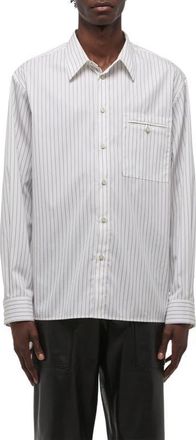 Helmut Lang Relaxed Fit Stripe Button-Up Shirt in White/Navy at Nordstrom, Size Xx-Large