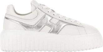 Hogan H-Stripes Lace-Up Sneakers in Sheepskin and Calfskin