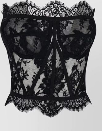 Dolce & Gabbana top floral pattern lace detailing scalloped edges