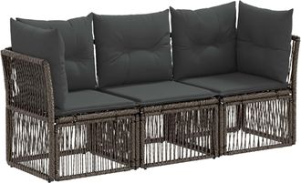 vidaXL Conjunto De Sof&aacute;s De Jard&iacute;n 3 Uds. Gris Rat&aacute;n Sint&eacute;tico Vidaxl