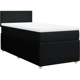 vidaXL Cama Box Spring Con Colch&oacute;n Tela Negro 90x190 Cm Vidaxl
