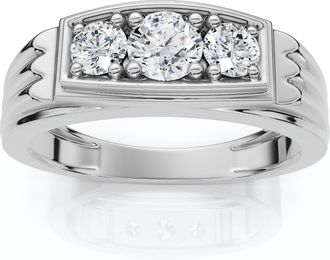 Pompeii3 3/4Ct Mens 3 Stone Diamond Wedding Anniversary Ring in 14k Gold Lab Grown