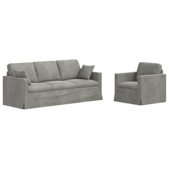 vidaXL Juego De Sof&aacute; 2 Uds. Gris Claro Terciopelo Vidaxl