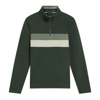 Ted Baker Heren Quarter Zip Fleece Top (Groen)