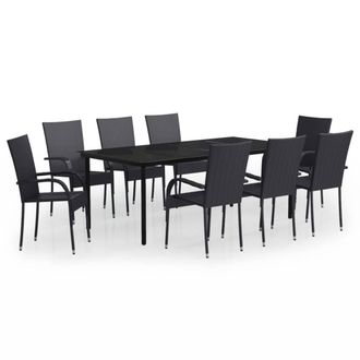 Berkfield Home 9 Piece Garden Dining Set Black