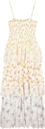 byTiMo floral-print layered midi dress - women - Viscose/Cotton/Cotton - M - White