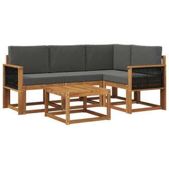 vidaXL Conjunto De Sof&aacute;s De Exterior 5 Pcs Natural Y Antracita Vidaxl