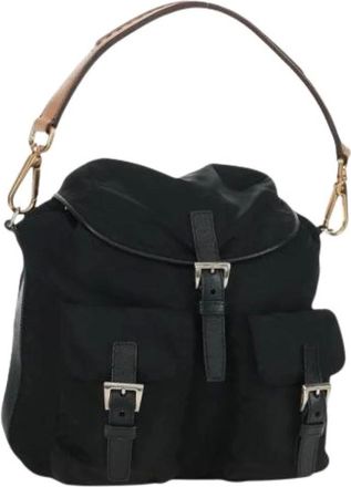 Prada Pre-owned Backpacks, female, Black, Size: ONE SIZE Pre-owned Vintage Nylon Shoulder Bag