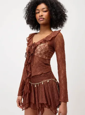 Twik Womens Fuffled lace tie-up cardigan