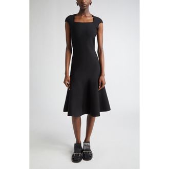 Alexander McQueen Square Neck Fit & Flare Dress in Black at Nordstrom Rack, Size Large