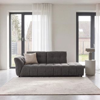 Maisons du monde Sof&aacute; de 3/4 plazas de tejido de poli&eacute;ster efecto terciopelo verde gris&aacute;ceo con respaldo deslizante
