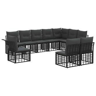 vidaXL Conjunto De Sof&aacute;s De Exterior 10 Pcs Negro Y Gris Oscuro Vidaxl