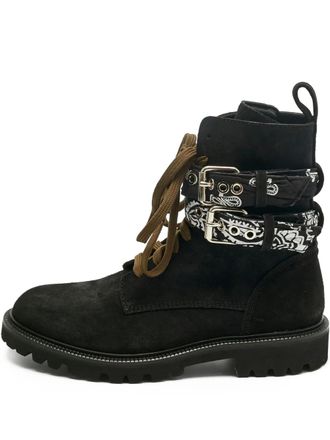Amiri bandana buckle boots - men - Calf Suede/Calf Leather/Rubber - 40 - Black