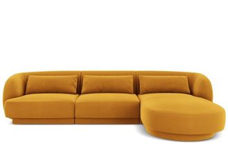 BLOOMINGLOFT 4-Sitzer Design Ecksofa Tulum mit Eckteil rechts, mit Samtbezug