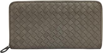 Bottega Veneta Gray Leather Long Wallet (Bi-Fold) (Pre-Owned)