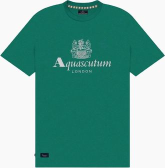 Aquascutum Mens Aquascutum Active Beach Basic Big Logo Green T-Shirt - Size: 44