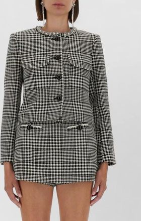 Self Portrait crystal embellished houndstooth blazer