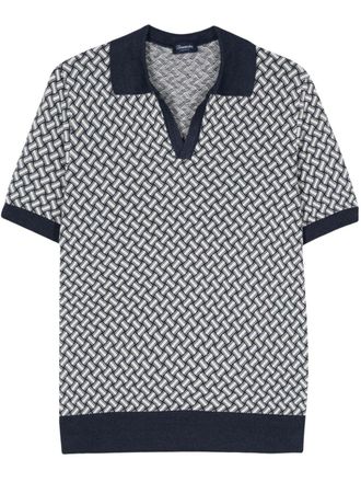 Drumohr Polo con effetto jacquard - Blu