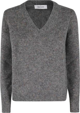 Gran Sasso Truien & Vesten, Dames, Grijs, XS, Wol, Maglia Scollo V Lana Moulinè