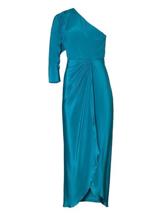 Andres Otalora one-shoulder draped dress - women - Silk - 10 - Blue