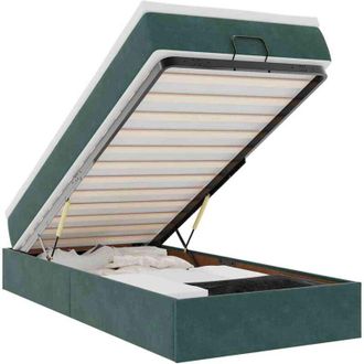 vidaXL Estructura De Cama Otomana Con Colch&oacute;n Terciopelo Verde Oscuro Vidaxl