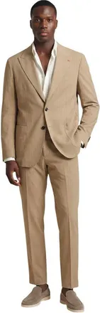 Mulish Beige Polyester Two-Piece Mens Suit