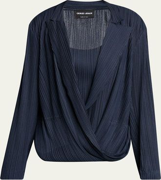 Giorgio Armani Plisse Jersey Layered Blouse