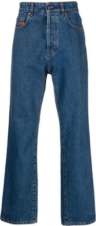 Msgm logo-embroidered straight-leg jeans - men - Cotton/Cotton/Polyester - 48 - Blue