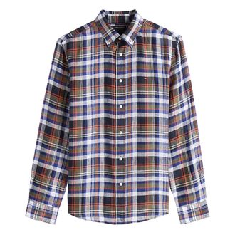 Tommy Hilfiger Geruit linnen overhemd Desert Sky Style - Heren - Casual Overhemden - Veelkleurig - M - Linnen - Overhemden