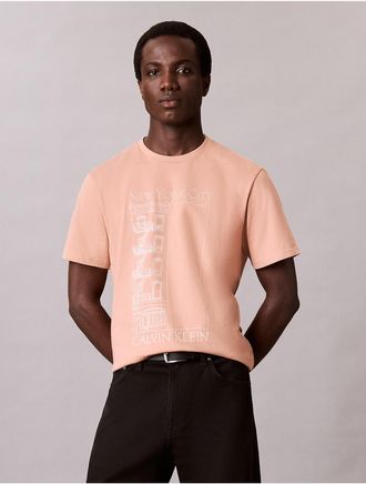 Calvin Klein Jeans Calvin Klein Mens Apartment Logo Graphic Classic T-Shirt - Orange - 2XL