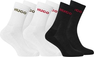 HUGO BOSS Heren Crew Sokken (Set van 6) (Zwart, Wit)