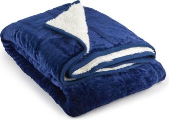 TJ Hughes Weighted Sherpa Blanket in Navy - TJ Hughes