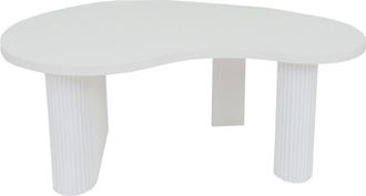 Hhg [nunca Usado] Mesa De Centro Hhg-078, Mesa Auxiliar Mesa De Sof&aacute;, Forma Org&aacute;nica Madera Melamina, 45x110x60cm, Blanco