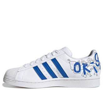 adidas originals Superstar Cozy Wear-Resistant Casual Skate Shoes White Blue Unisex White Blue GW5784