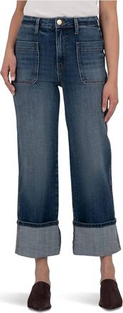 Kut from the Kloth Sienna High Rise Straight Leg-Roll Up Patch Pocket Jeans In Serene