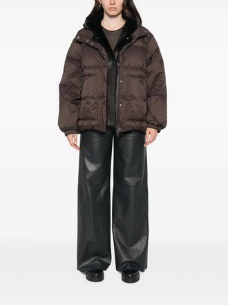 Yves Salomon Quilted Puffer Down Jacket - Brown