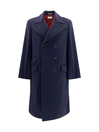 Brunello Cucinelli Mens Coat Double-Breasted Wool Navy Merino Jacket