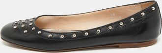 Tod's Tods Black Leather Studded Ballet Flats