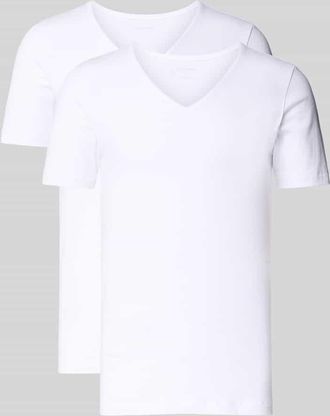 Schiesser Slim Fit T-Shirt mit V-Ausschnitt im 2er-Pack in Weiss, Gr&ouml;&szlig;e XXL