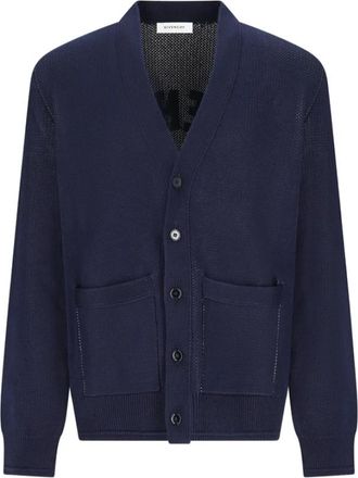Givenchy V-Neck Cardigan - Heren - Vesten - Blauw - M - Katoen - Truien & Vesten