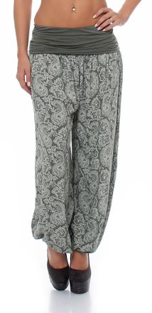 Malito more than fashion Malito Women Harem Pants with Orient Print Boyfriend Pants Aladdin Baggy Yoga 8580 (Olive)